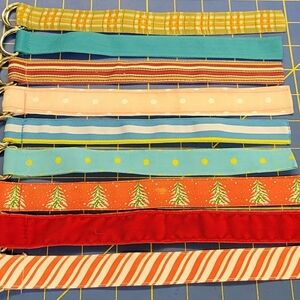 Grosgrain Ribbon Bracelet 9" x 7/8" w Silver Buckle 1990s Vintage Set of 10